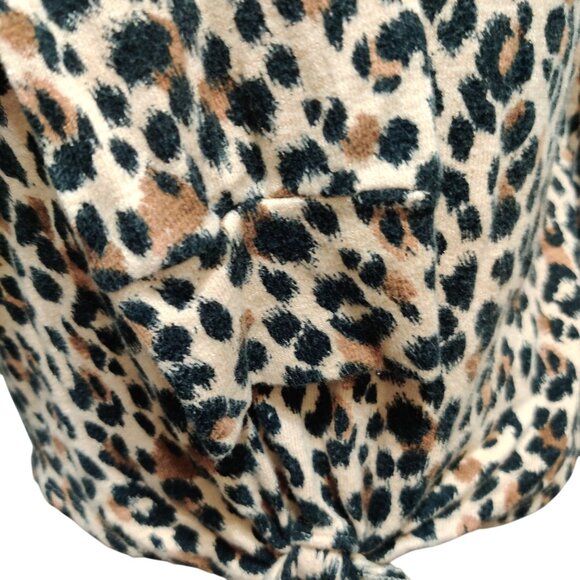 Old Navy Kids XL 14 16 Leopard Print Long Sleeve Hooded Tie Front Knit Top Cute - Picture 5 of 10